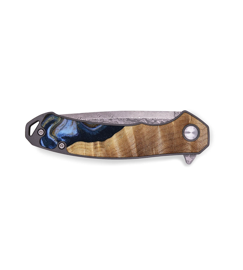 EDC Wood Pocket Knife - Devante (Teal & Gold, 807055)