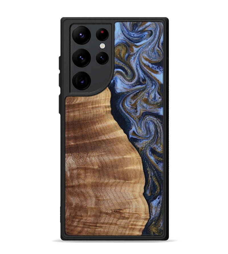 Galaxy S22 Ultra Wood Phone Case - Devante (Teal & Gold, 807055)