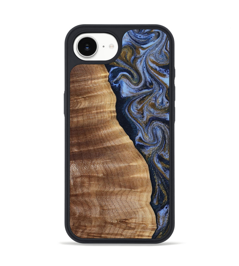 iPhone 16e Wood Phone Case - Devante (Teal & Gold, 807055)