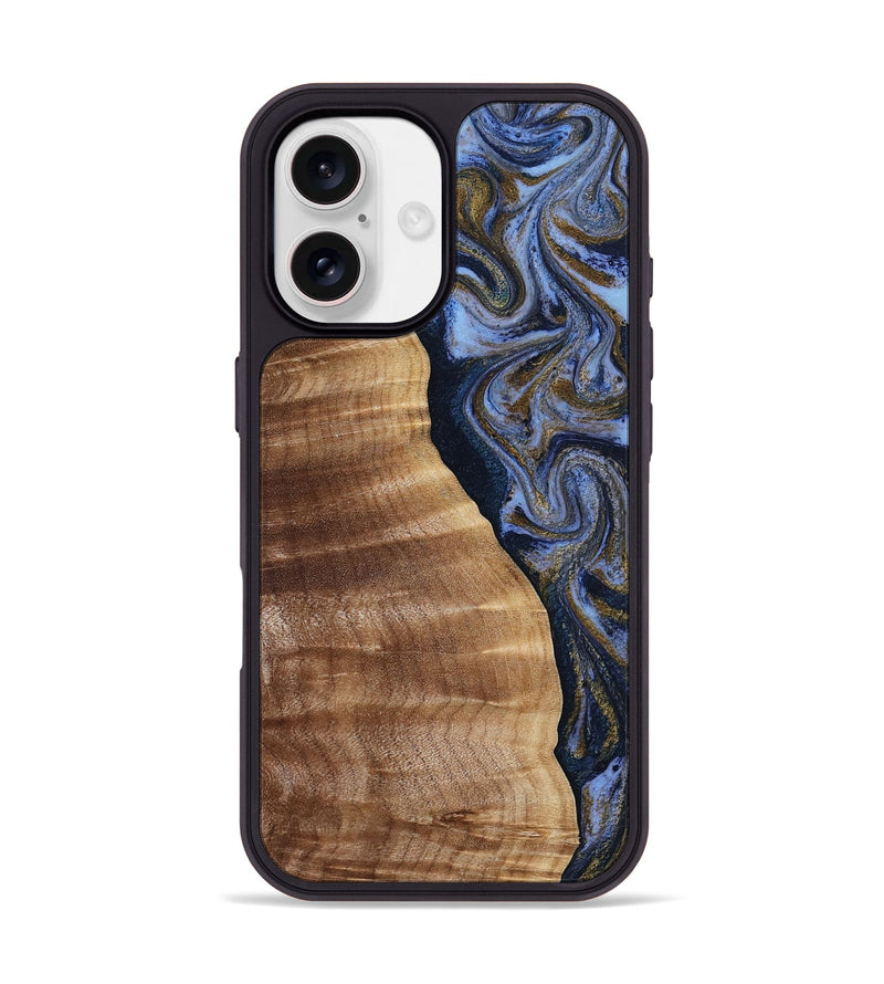 iPhone 17 Wood Phone Case - Devante (Teal & Gold, 807055)