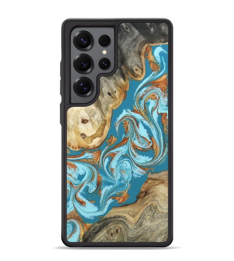 Galaxy S25 Ultra Wood Phone Case - Delma (Teal & Gold, 807056)