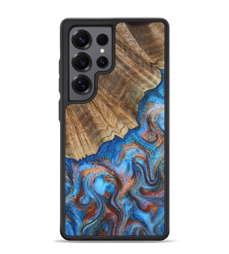 Galaxy S25 Ultra Wood Phone Case - Rubye (Teal & Gold, 807058)