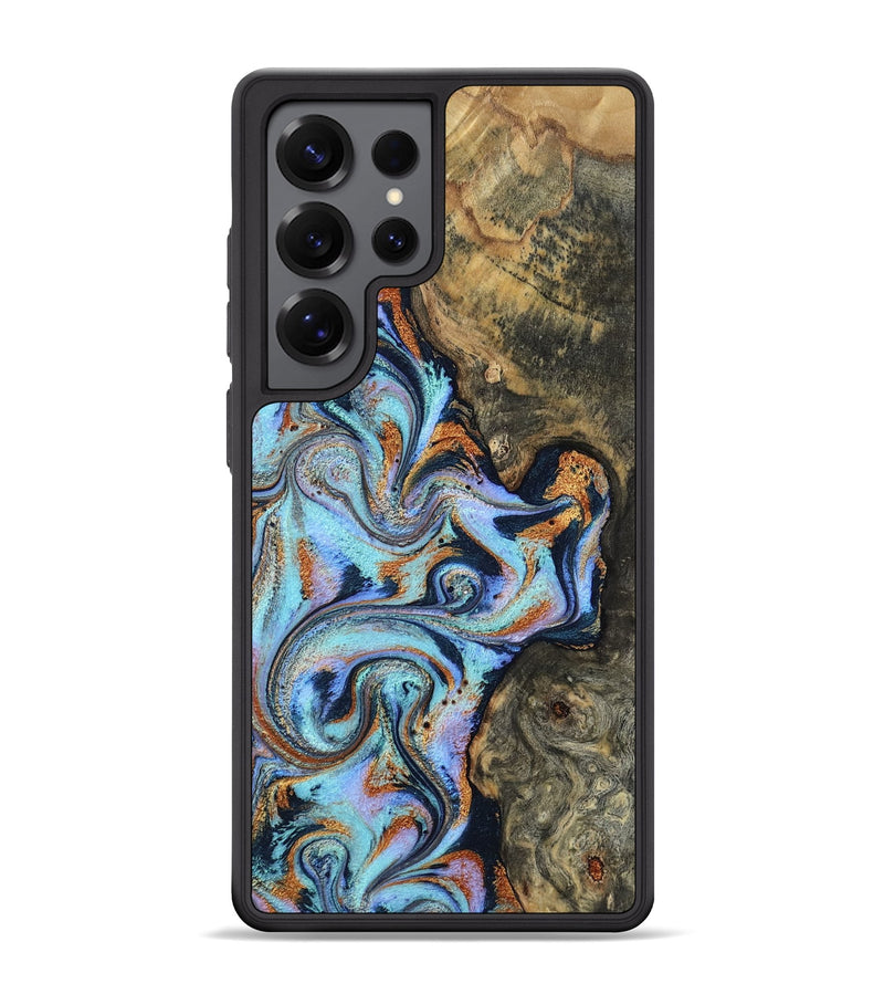 Galaxy S25 Ultra Wood Phone Case - Ward (Teal & Gold, 807080)