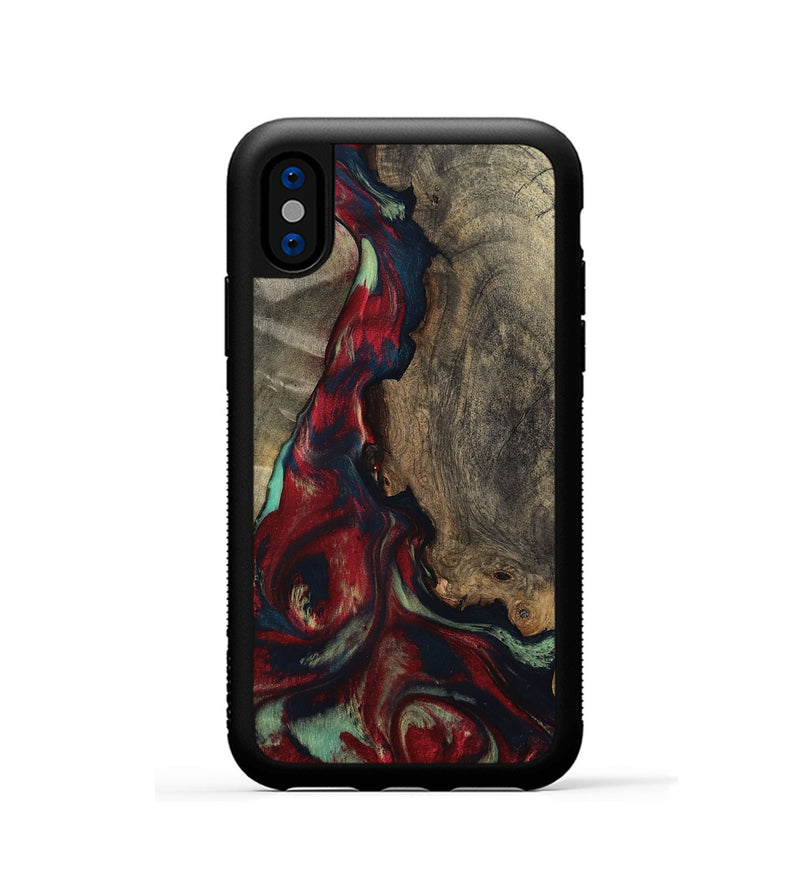iPhone Xs Wood Phone Case - Perley (Red, 807098)