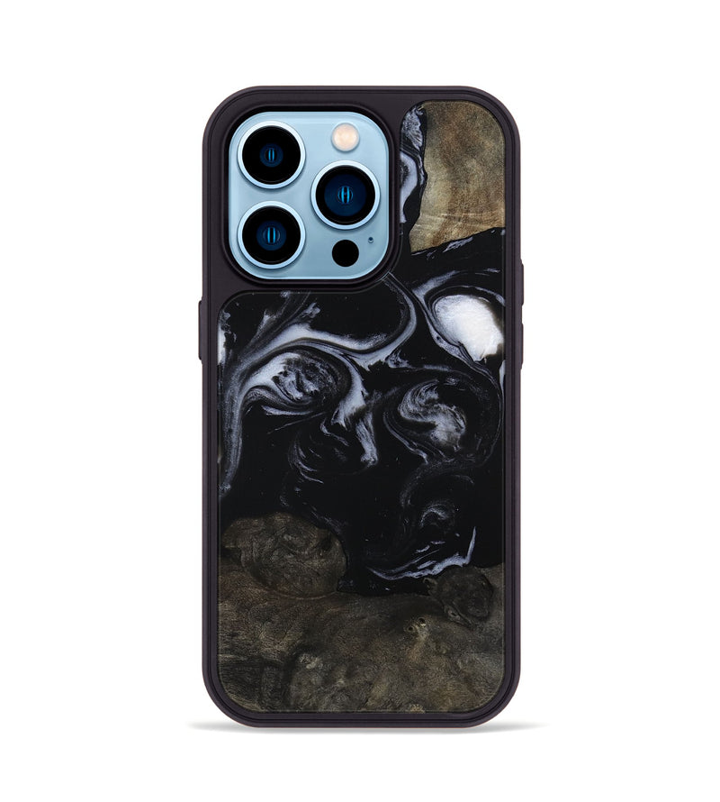 iPhone 14 Pro Wood Phone Case - Alvina (Black & White, 807100)
