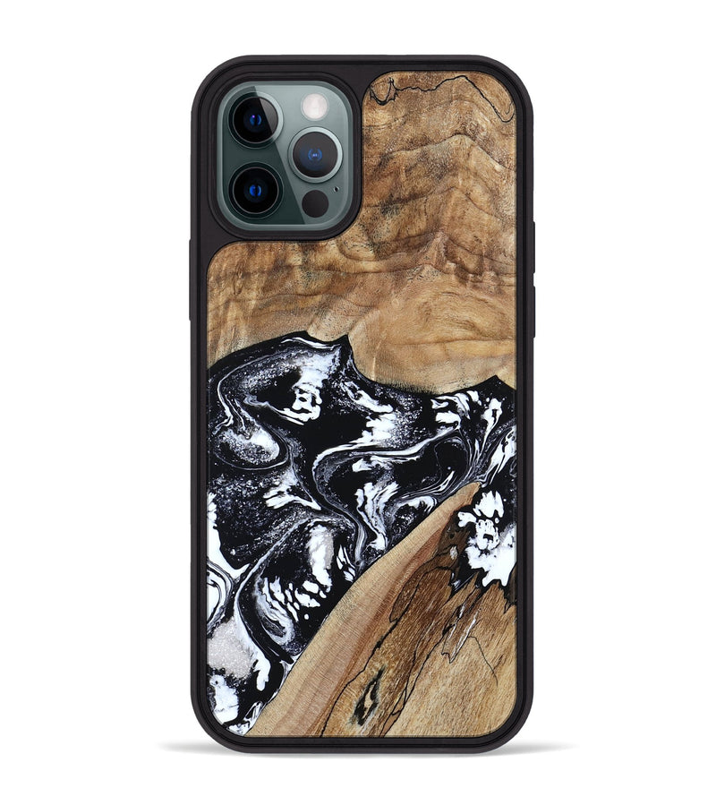 iPhone 12 Pro Max Wood Phone Case - Cicero (Black & White, 807101)