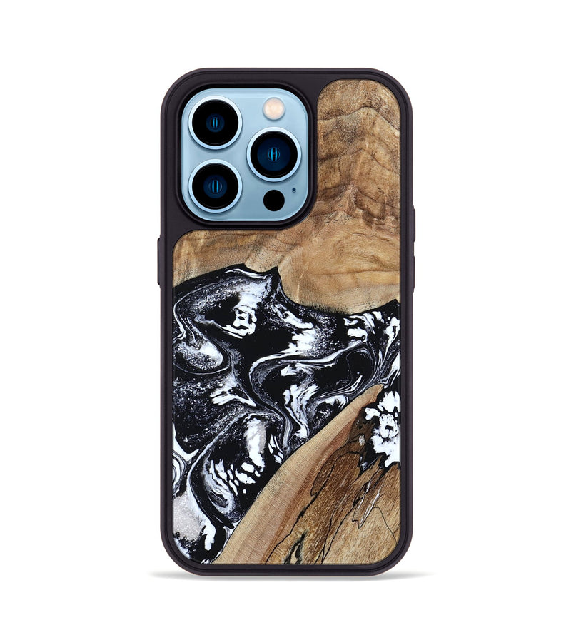 iPhone 14 Pro Wood Phone Case - Cicero (Black & White, 807101)