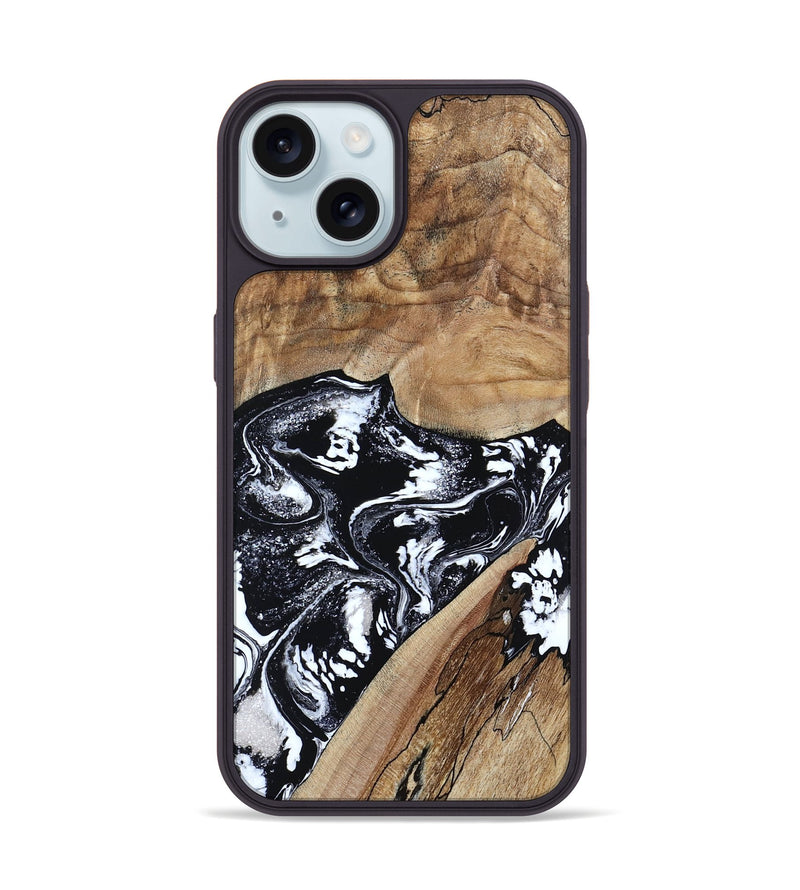 iPhone 15 Wood Phone Case - Cicero (Black & White, 807101)