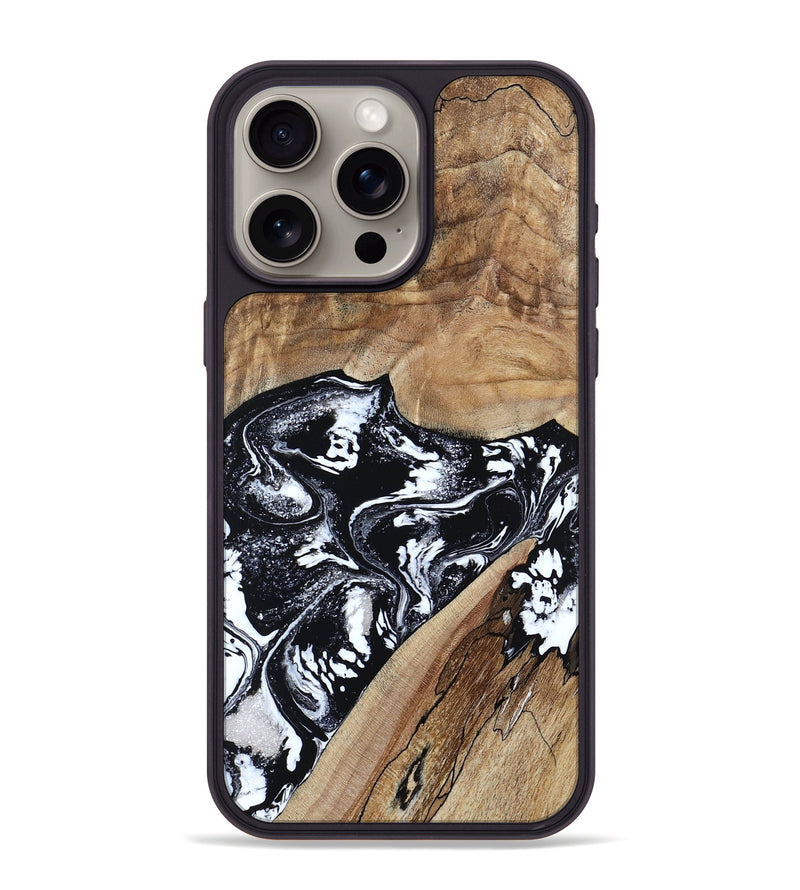 iPhone 15 Pro Max Wood Phone Case - Cicero (Black & White, 807101)