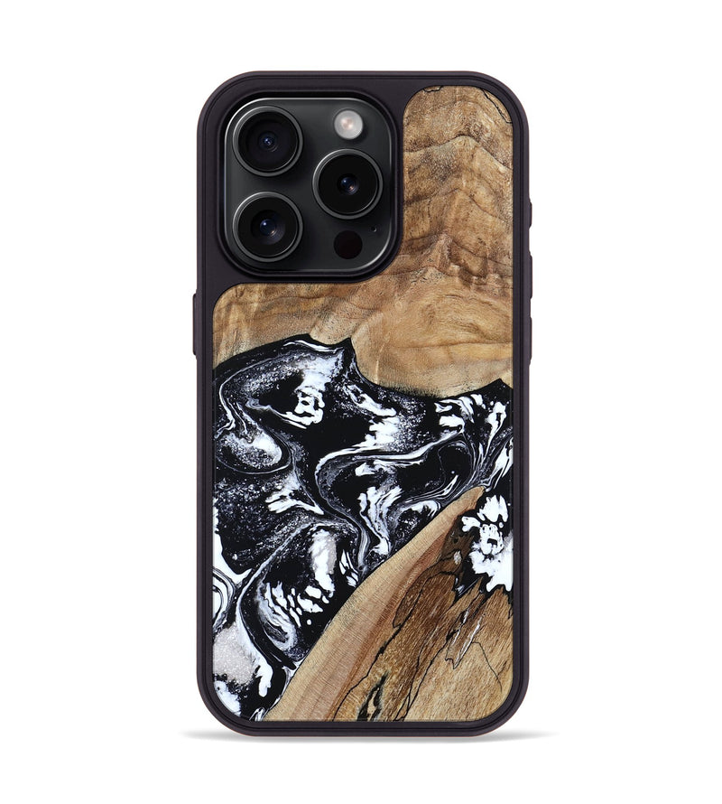 iPhone 15 Pro Wood Phone Case - Cicero (Black & White, 807101)