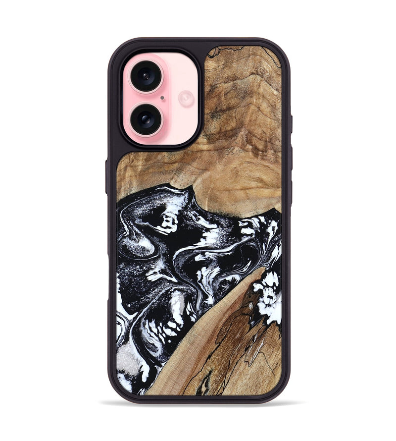 iPhone 16 Wood Phone Case - Cicero (Black & White, 807101)