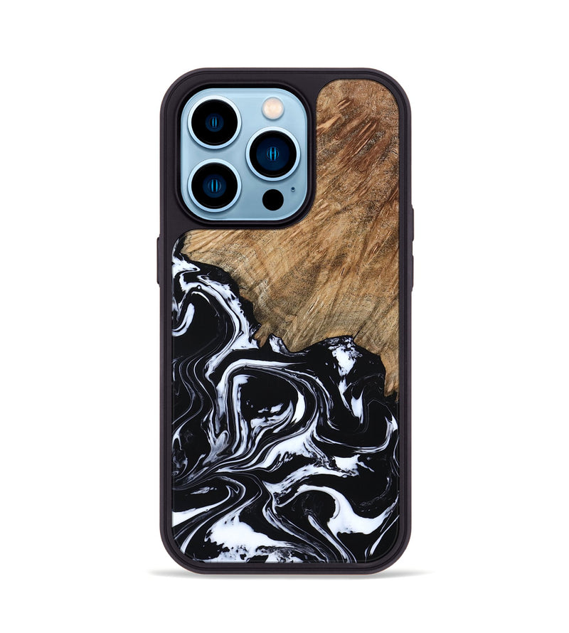 iPhone 14 Pro Wood Phone Case - Molly (Black & White, 807102)