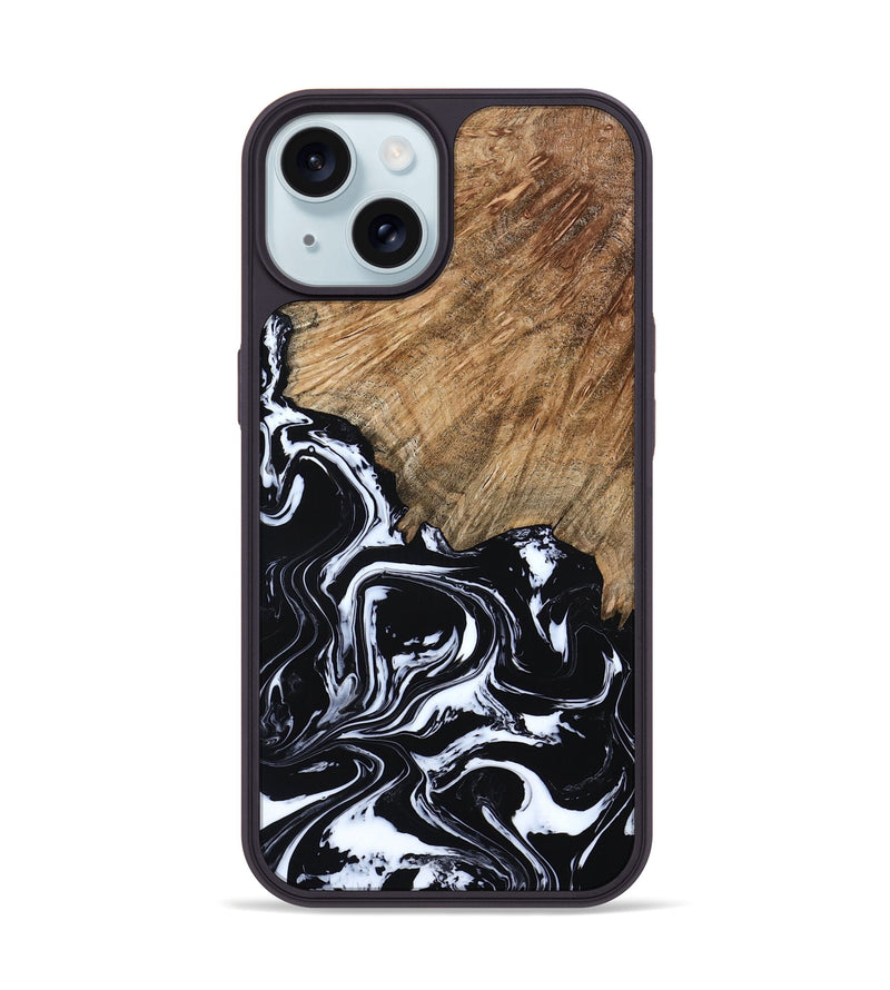 iPhone 15 Wood Phone Case - Molly (Black & White, 807102)