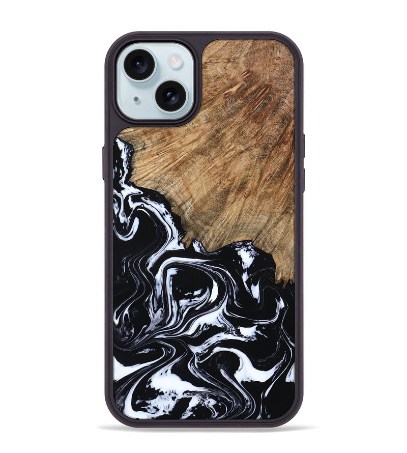 iPhone 15 Plus Wood Phone Case - Molly (Black & White, 807102)