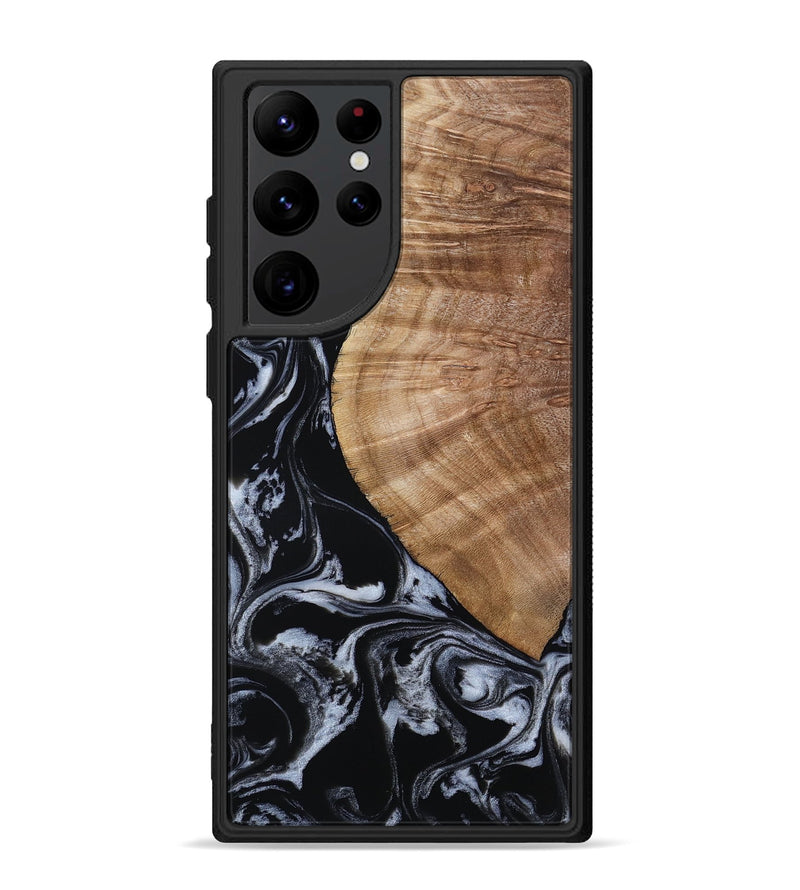 Galaxy S22 Ultra Wood Phone Case - Ottilie (Black & White, 807103)