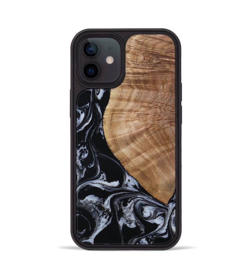 iPhone 12 Wood Phone Case - Ottilie (Black & White, 807103)