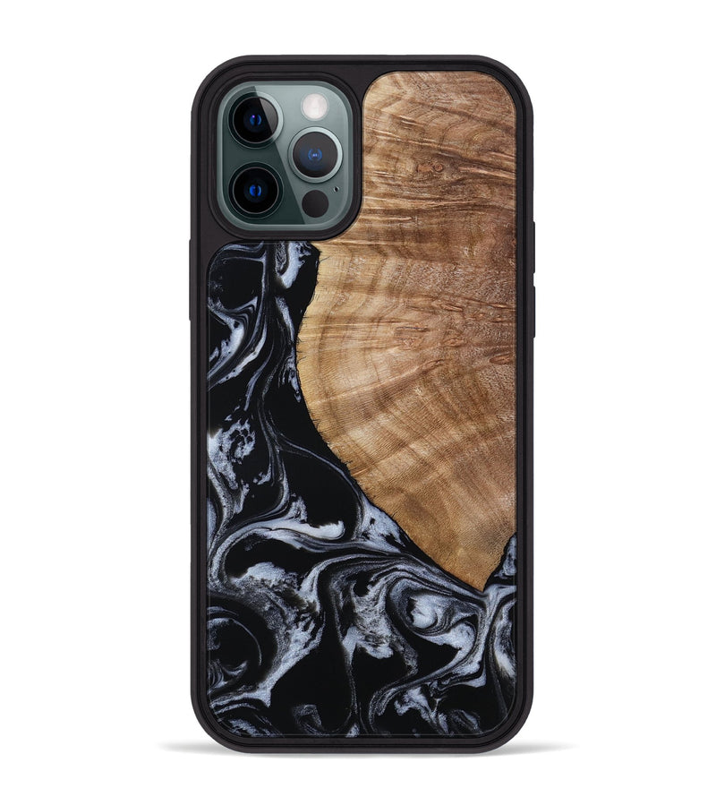iPhone 12 Pro Max Wood Phone Case - Ottilie (Black & White, 807103)