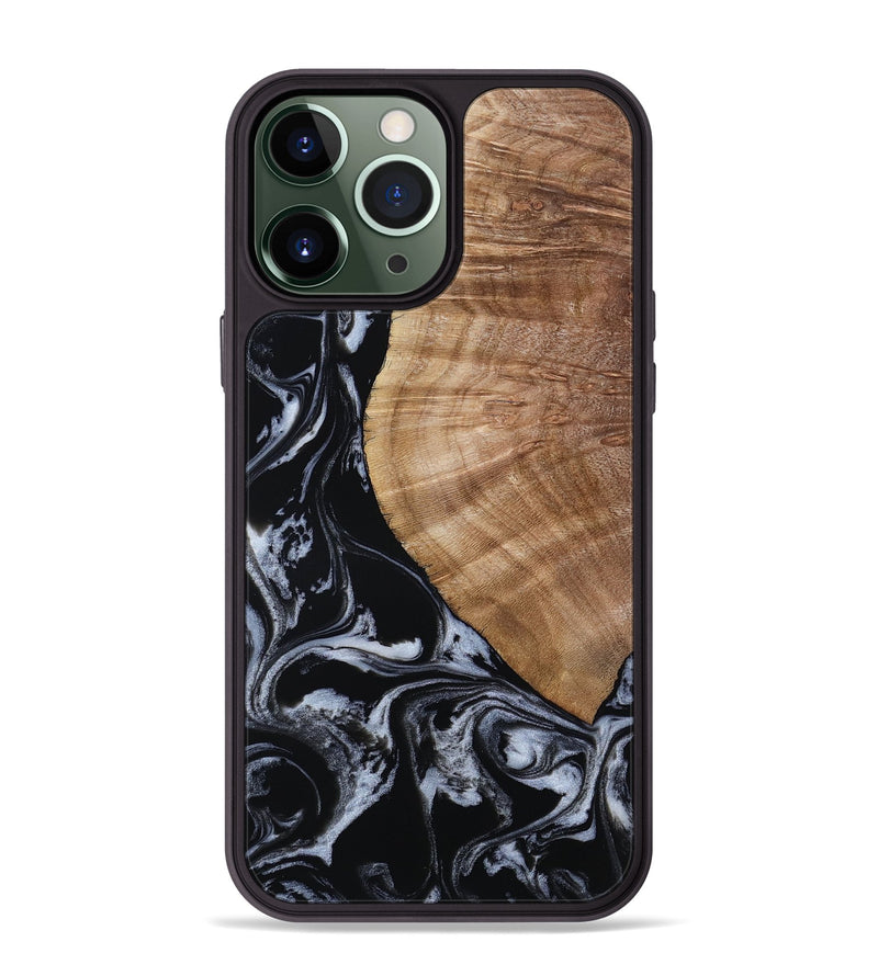 iPhone 13 Pro Max Wood Phone Case - Ottilie (Black & White, 807103)