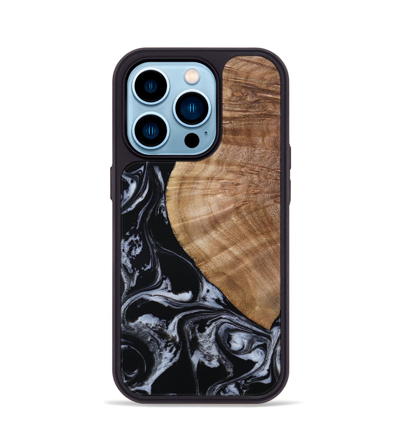 iPhone 14 Pro Wood Phone Case - Ottilie (Black & White, 807103)