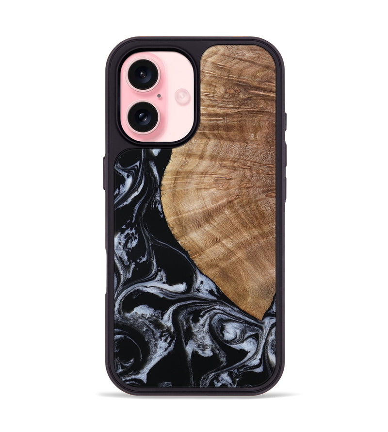 iPhone 16 Wood Phone Case - Ottilie (Black & White, 807103)