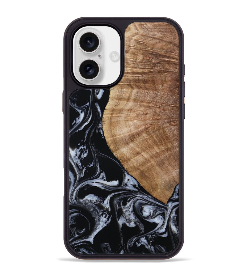 iPhone 16 Plus Wood Phone Case - Ottilie (Black & White, 807103)