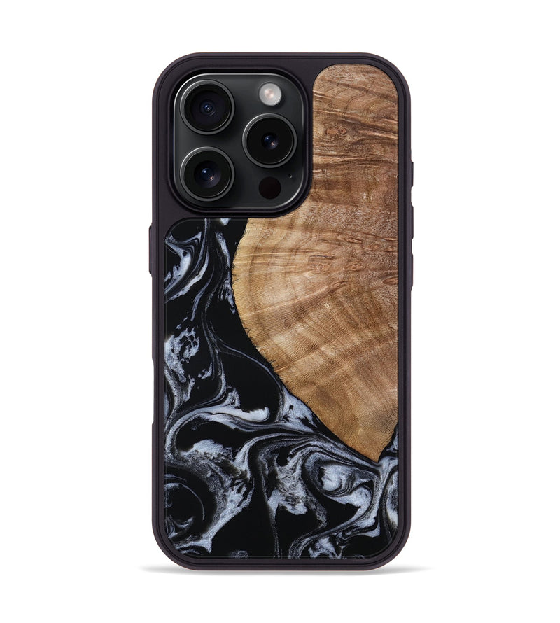 iPhone 16 Pro Wood Phone Case - Ottilie (Black & White, 807103)