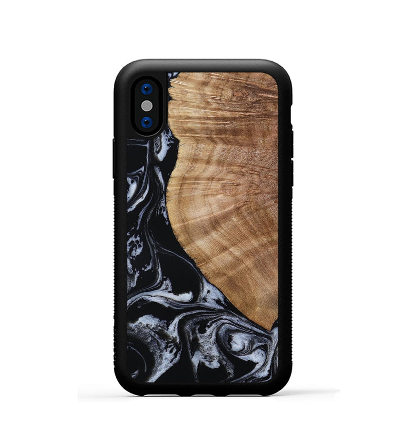 iPhone Xs Wood Phone Case - Ottilie (Black & White, 807103)