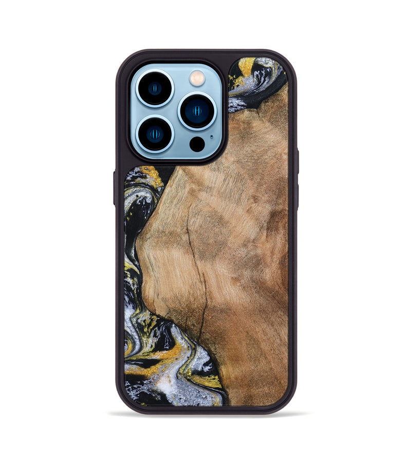 iPhone 14 Pro Wood Phone Case - Daquan (Black & White, 807106)