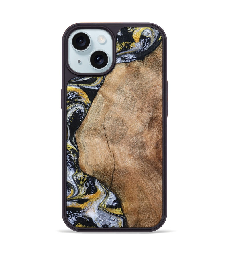 iPhone 15 Wood Phone Case - Daquan (Black & White, 807106)