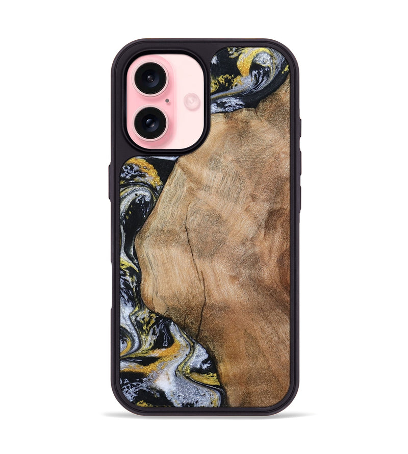 iPhone 16 Wood Phone Case - Daquan (Black & White, 807106)