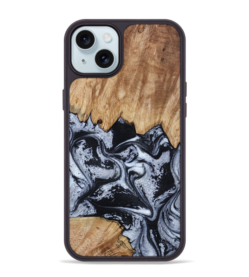 iPhone 15 Plus Wood Phone Case - Darren (Black & White, 807109)