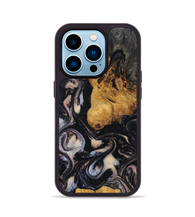 iPhone 14 Pro Wood Phone Case - Justin (Black & White, 807110)
