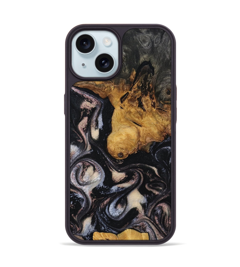 iPhone 15 Wood Phone Case - Justin (Black & White, 807110)