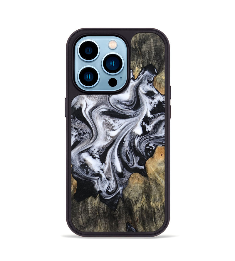 iPhone 14 Pro Wood Phone Case - Jaeden (Black & White, 807111)