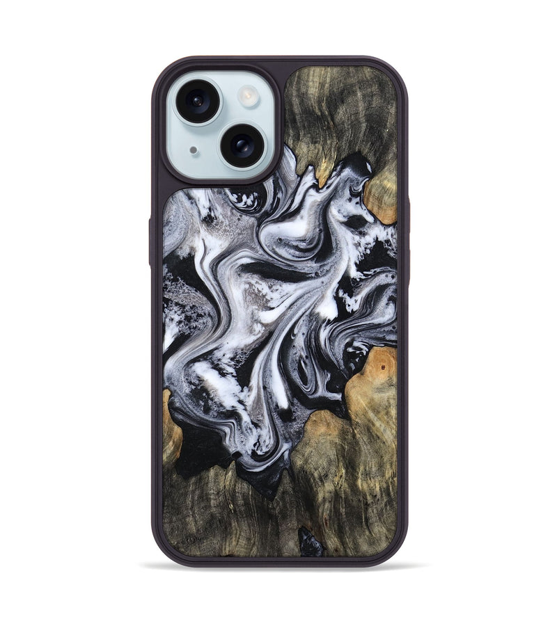 iPhone 15 Wood Phone Case - Jaeden (Black & White, 807111)