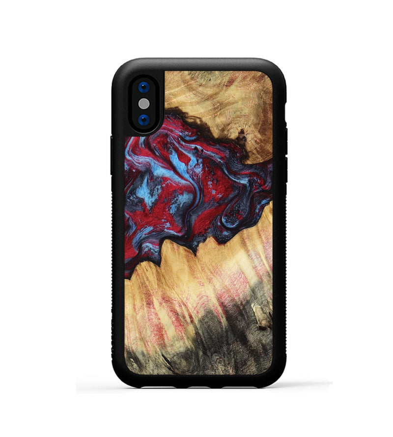 iPhone Xs Wood Phone Case - Davion (Red, 807115)