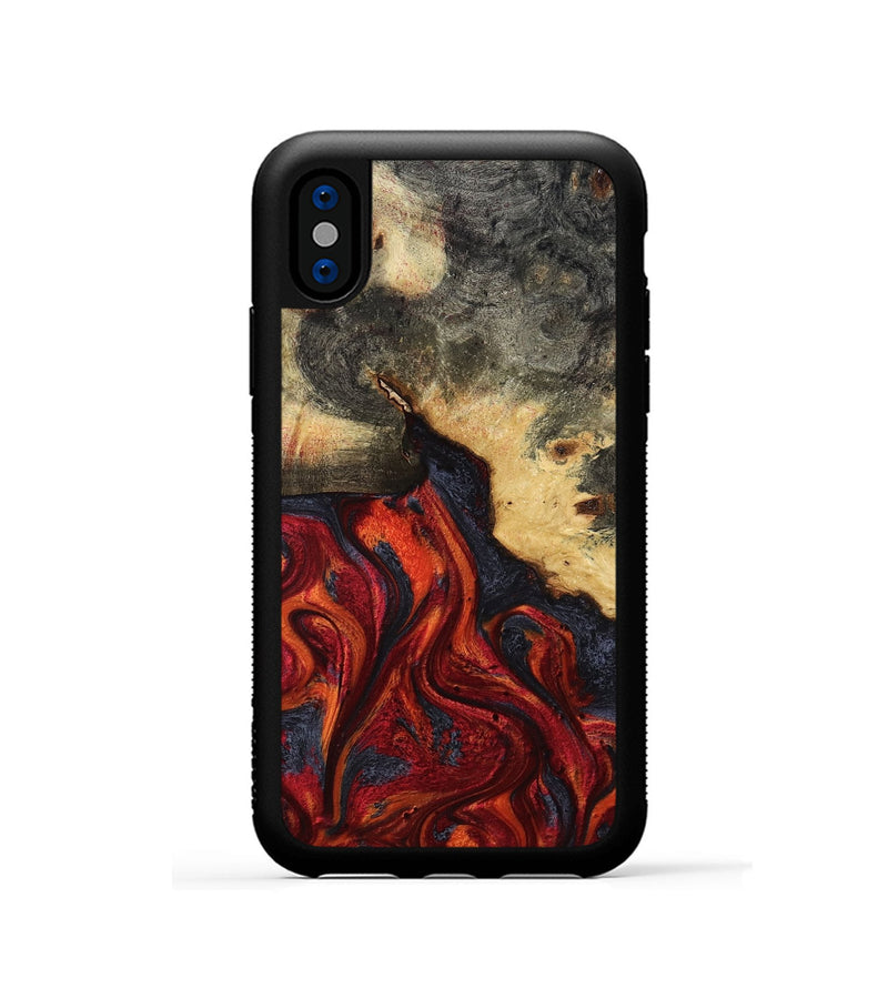 iPhone Xs Wood Phone Case - Maritza (Red, 807122)