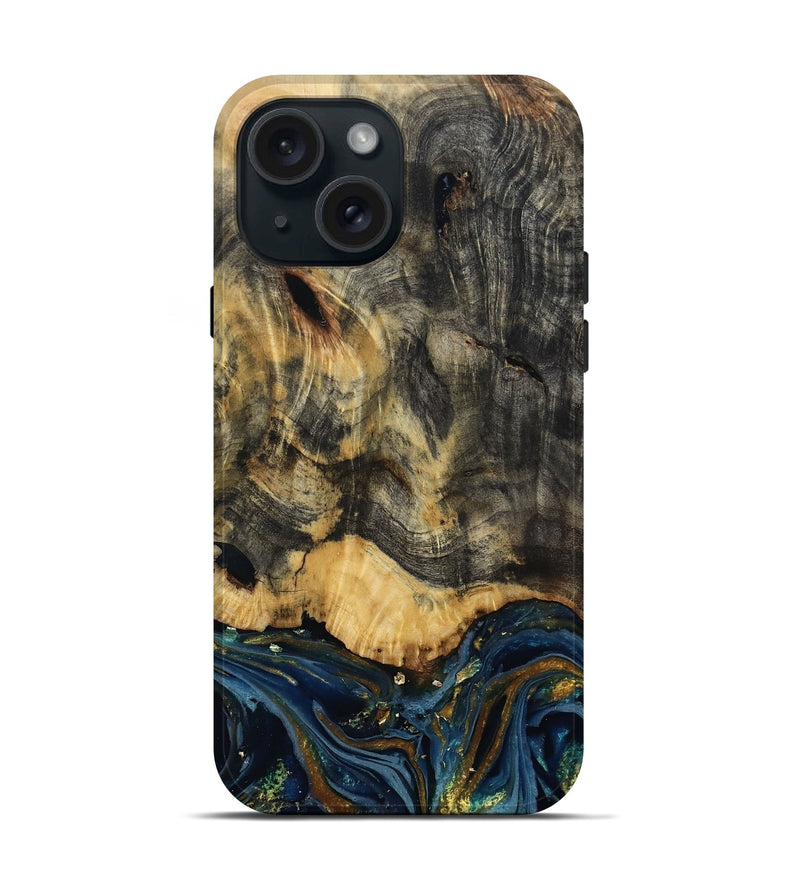 iPhone 15 Wood Live Edge Phone Case - Debbie (Metallic, 807154)