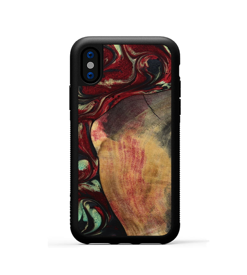 iPhone Xs Wood Phone Case - Shanon (Red, 807200)