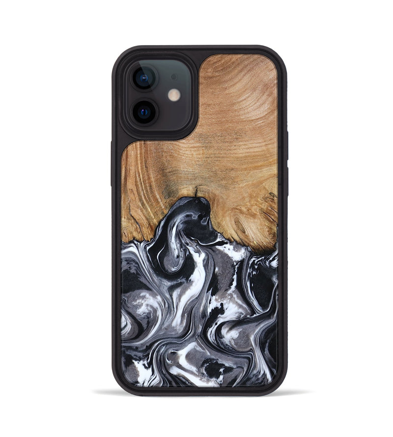 iPhone 12 Wood Phone Case - Braelyn (Black & White, 807202)