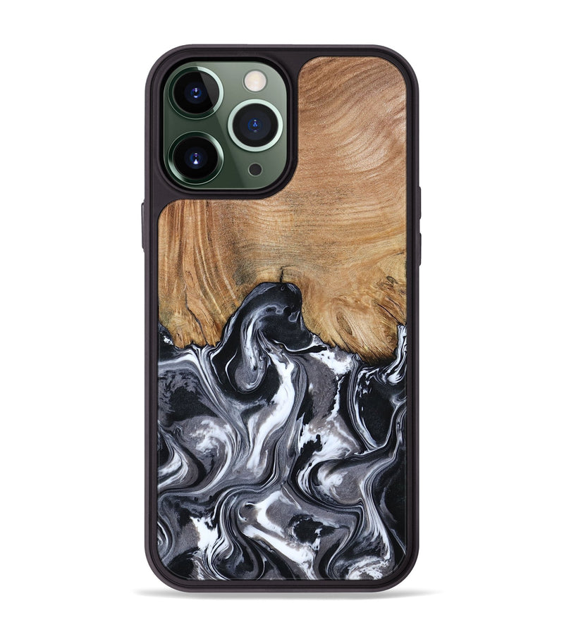 iPhone 13 Pro Max Wood Phone Case - Braelyn (Black & White, 807202)