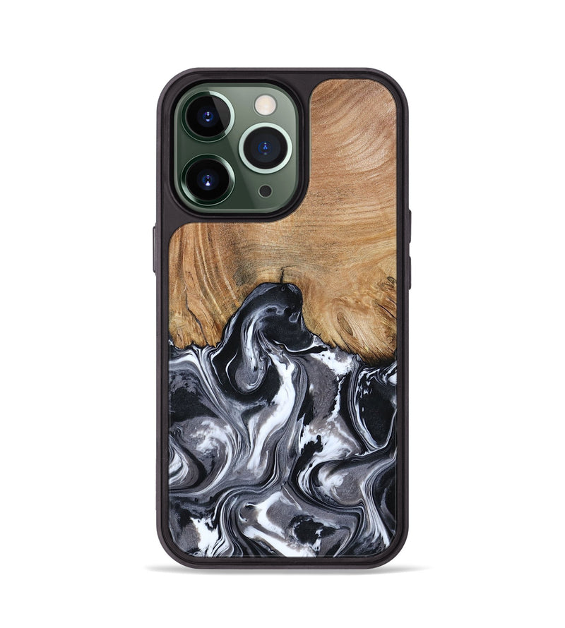 iPhone 13 Pro Wood Phone Case - Braelyn (Black & White, 807202)