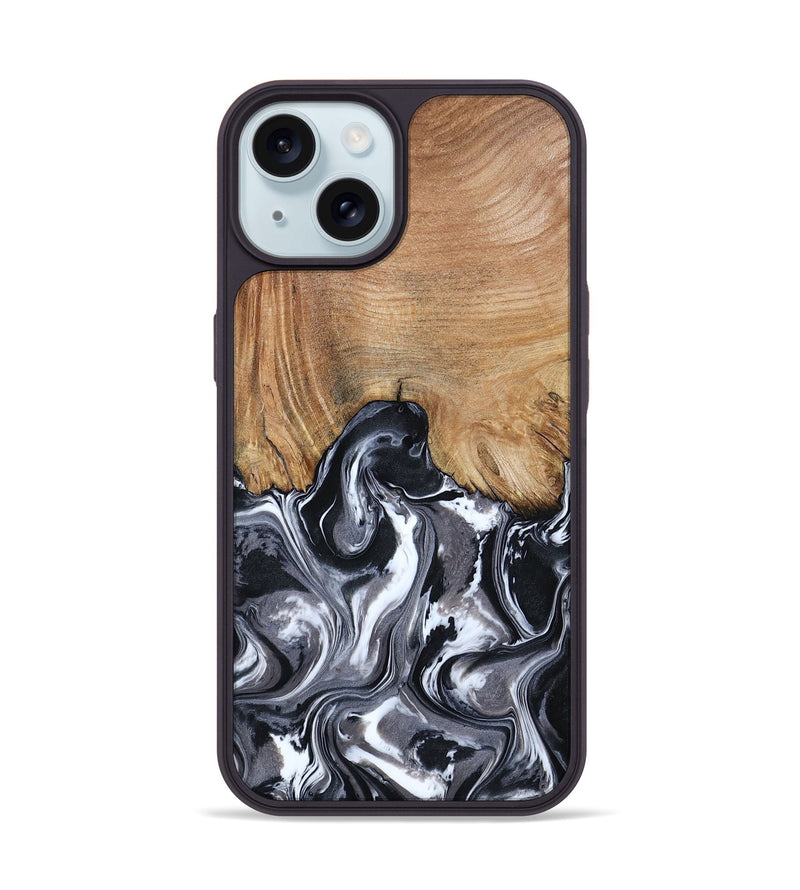 iPhone 15 Wood Phone Case - Braelyn (Black & White, 807202)