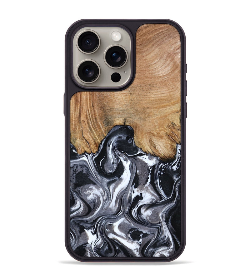 iPhone 15 Pro Max Wood Phone Case - Braelyn (Black & White, 807202)