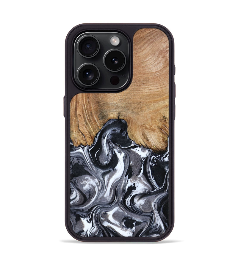 iPhone 15 Pro Wood Phone Case - Braelyn (Black & White, 807202)