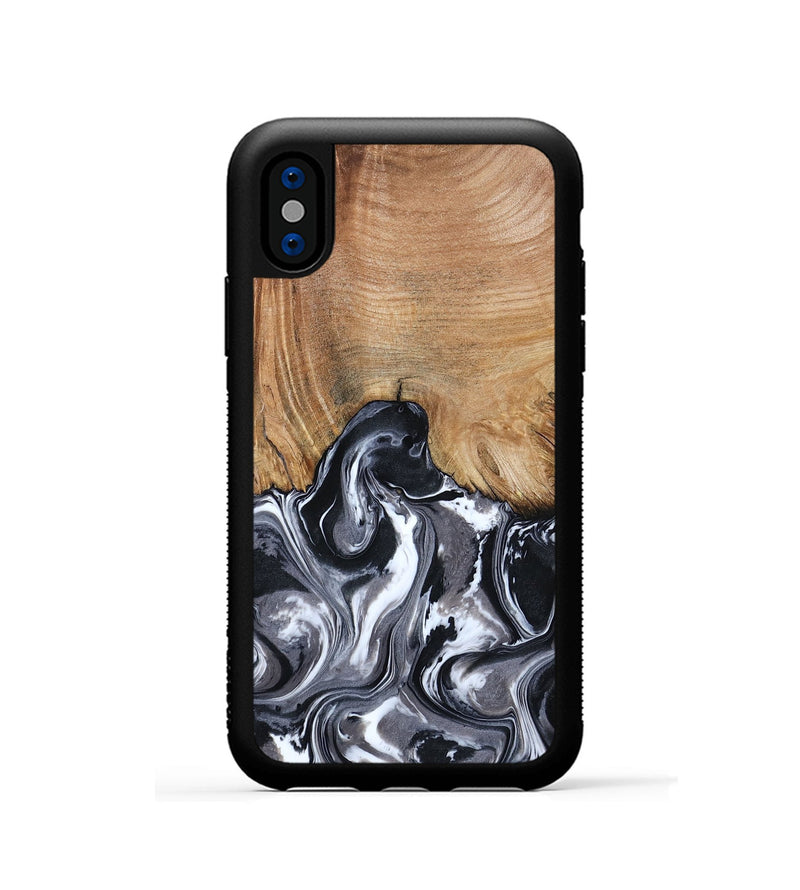 iPhone Xs Wood Phone Case - Braelyn (Black & White, 807202)