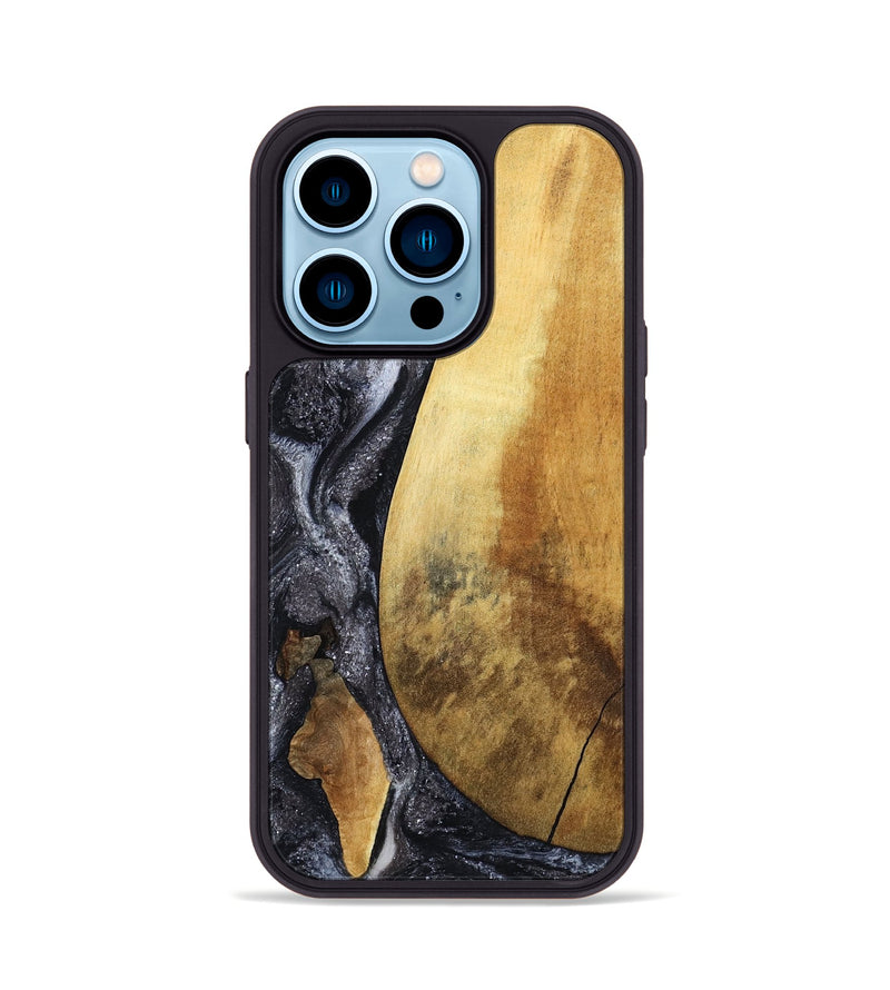 iPhone 14 Pro Wood Phone Case - Liam (Black & White, 807203)