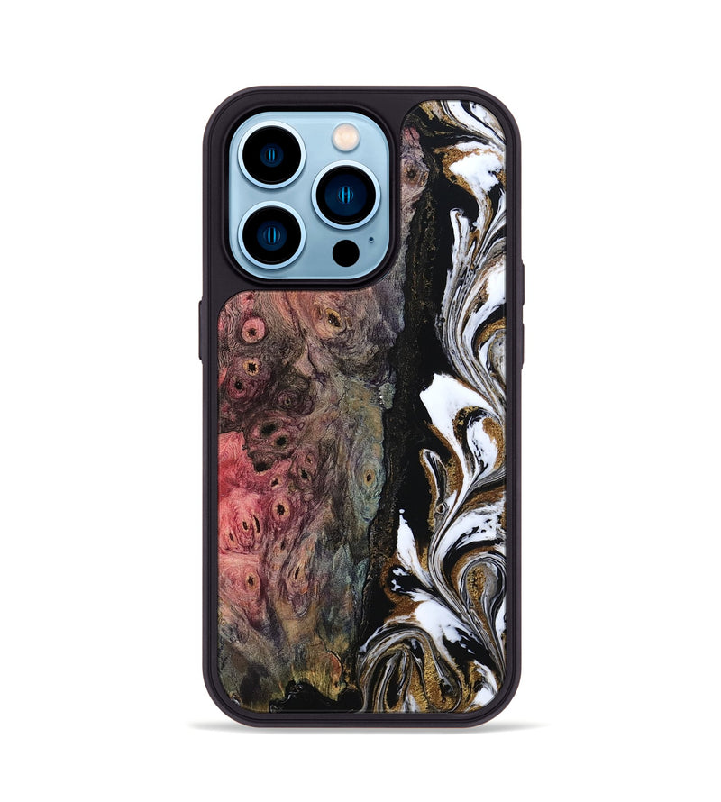 iPhone 14 Pro Wood Phone Case - Amelie (Black & White, 807205)