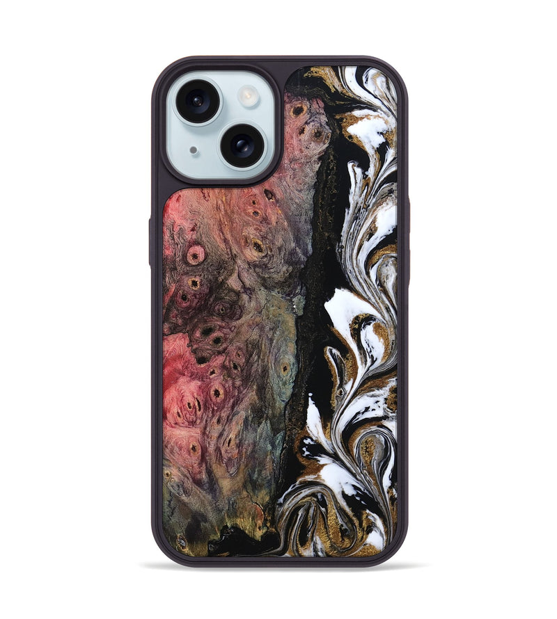 iPhone 15 Wood Phone Case - Amelie (Black & White, 807205)