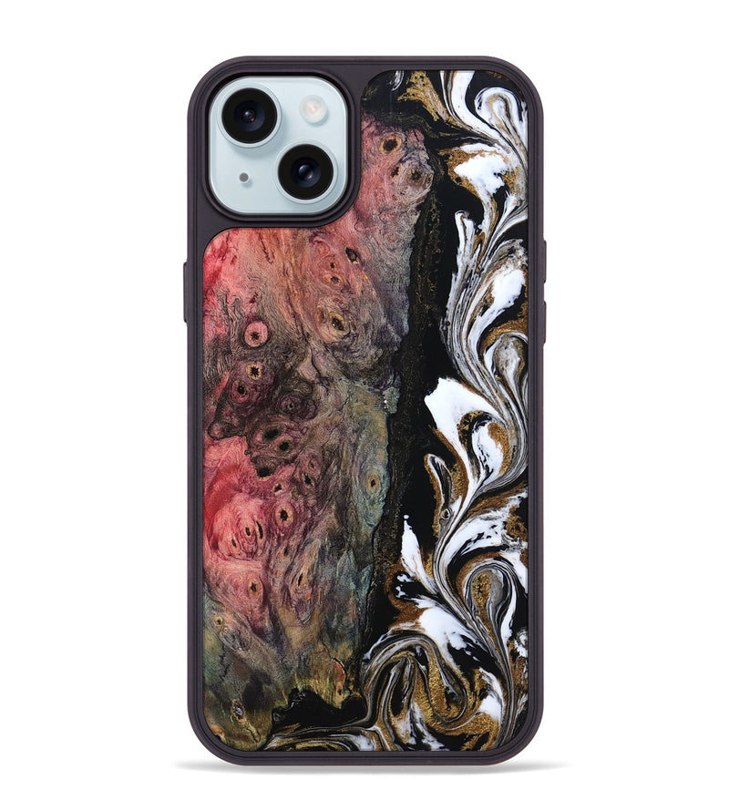 iPhone 15 Plus Wood Phone Case - Amelie (Black & White, 807205)